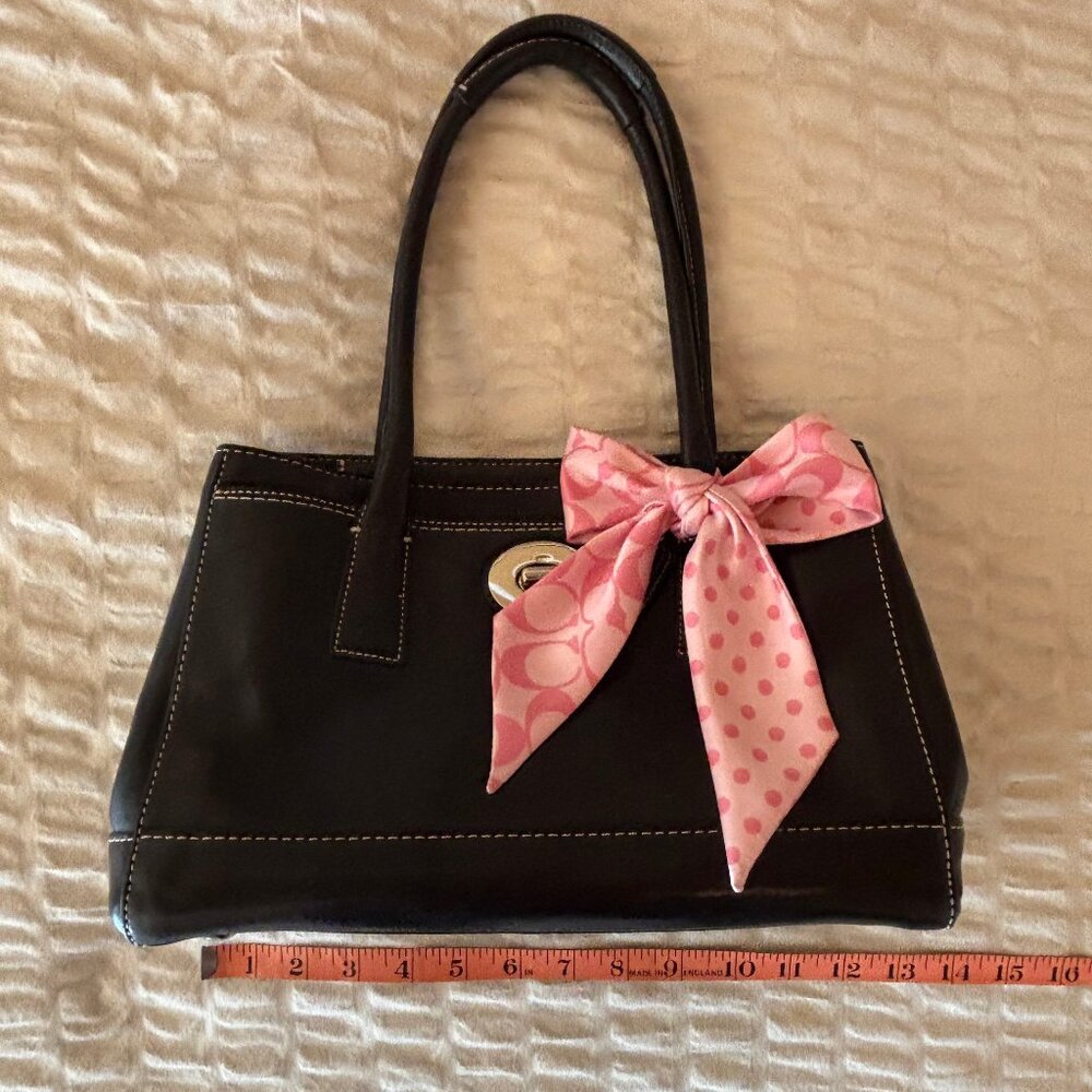 Authentic COACH Hampton Carryall Black Leather Purse Shoulder Bag Satchel